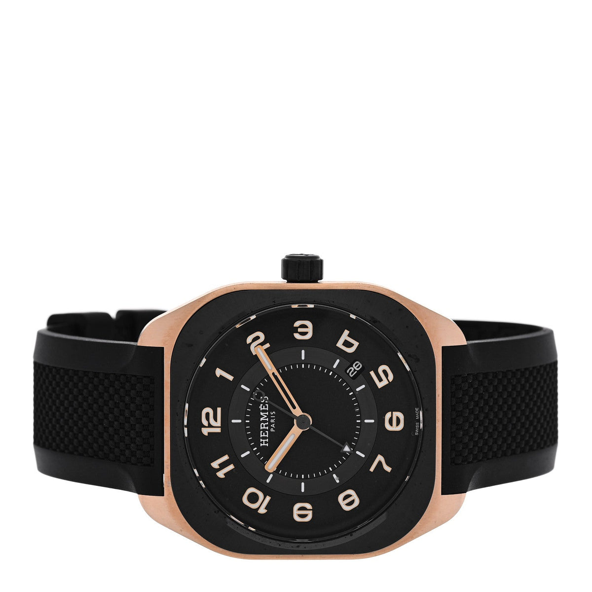 DLC Coated Titanium 18K Rose Gold Rubber 39mm H08 Automatic Watch Black