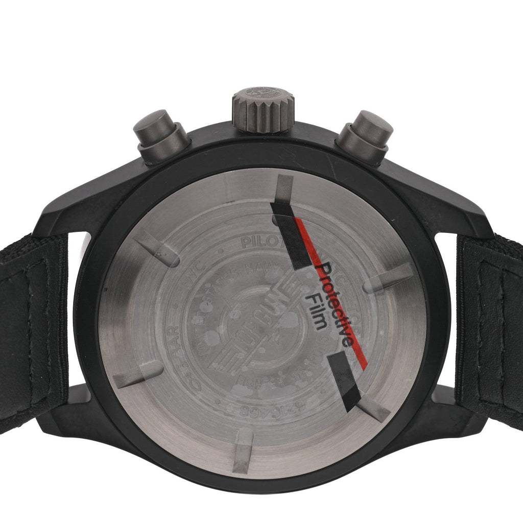 Ceramic Titanium Fabric 44mm Pilot Top Gun Chronograph Automatic Watch Black IW389101