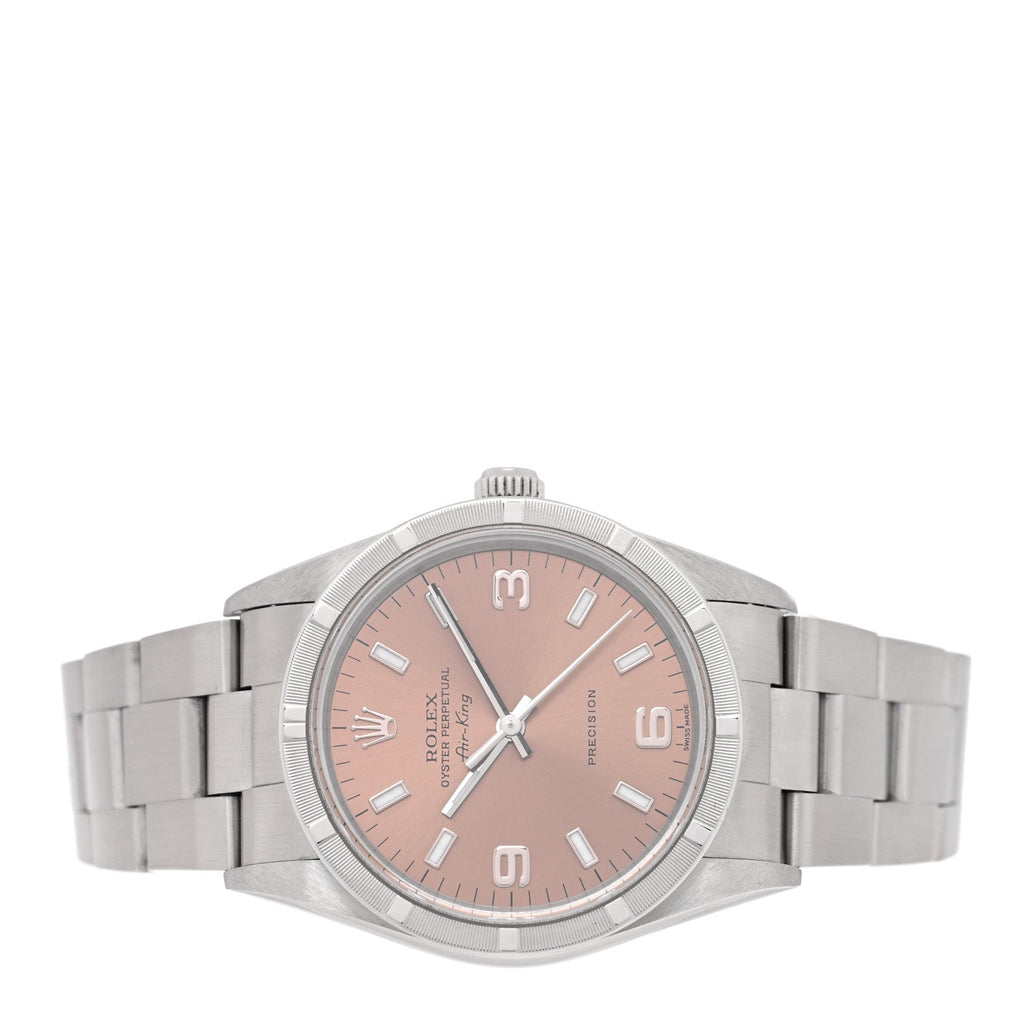 Stainless Steel 34mm Oyster Perpetual Air-King Precision Watch Pink 14010