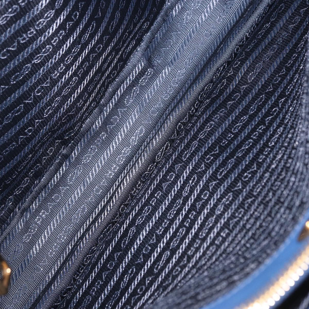 PRADA Hand Bag Safiano Leather 2way Blue Gold Auth BA15150V