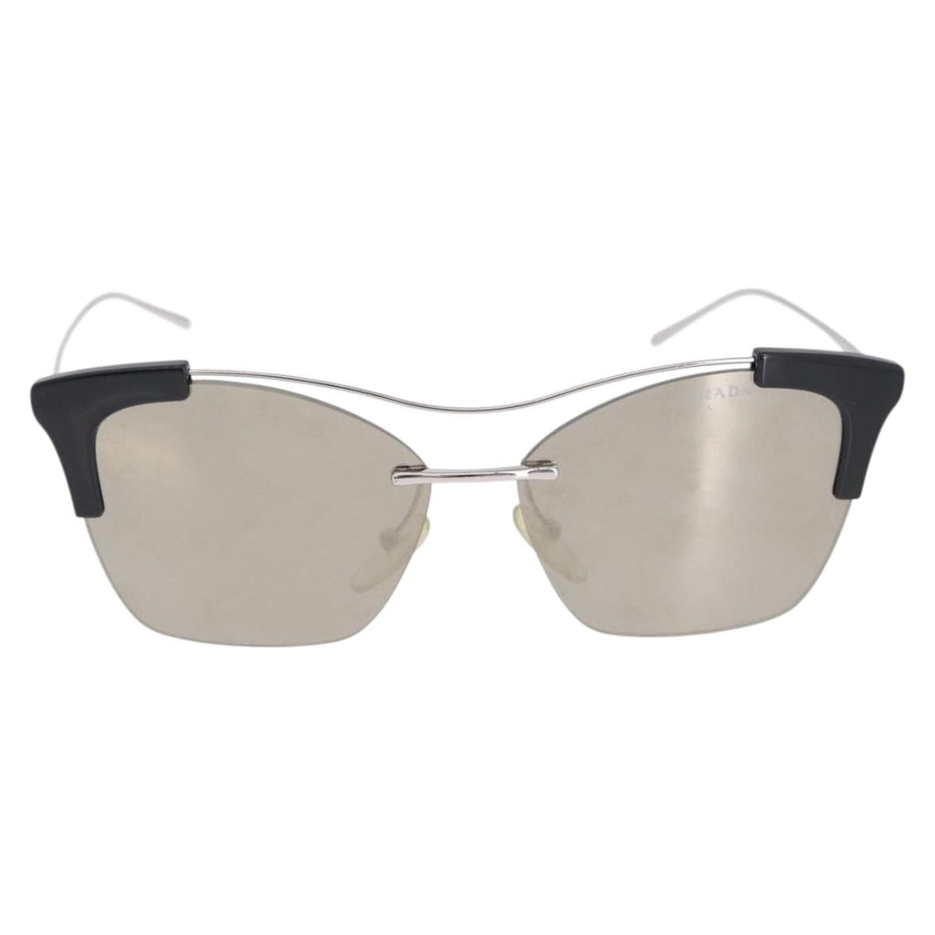 PRADA Sunglasses Metal Silver Black Auth BA15310