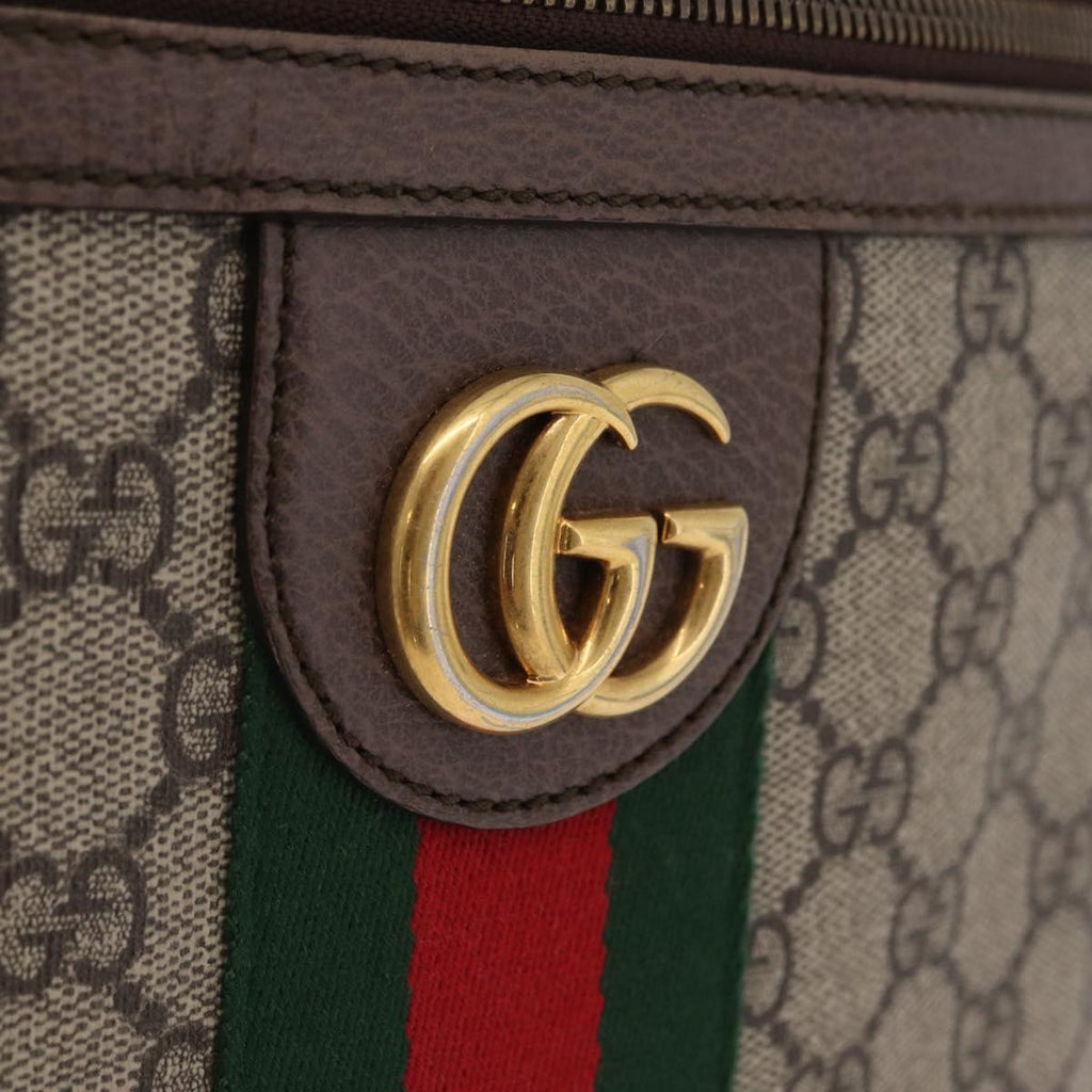 GUCCI GG Supreme Web Sherry Line Bag PVC Beige Gold 547926 Auth BA15831V