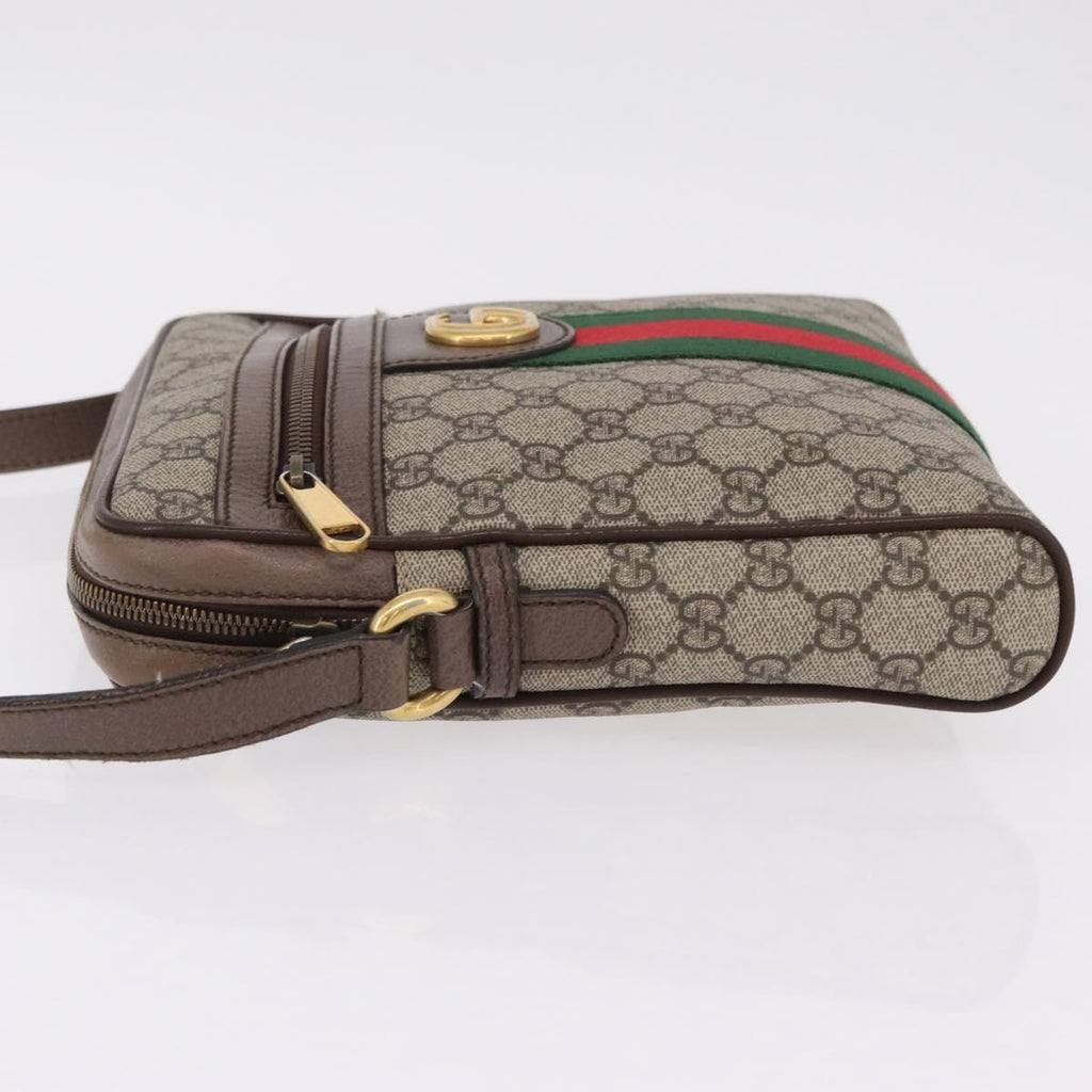 GUCCI GG Supreme Web Sherry Line Bag PVC Beige Gold 547926 Auth BA15831V