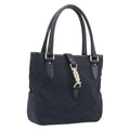 GUCCI GG Canvas Jackie Hand Bag Black Gold 145817 Auth BA15843V