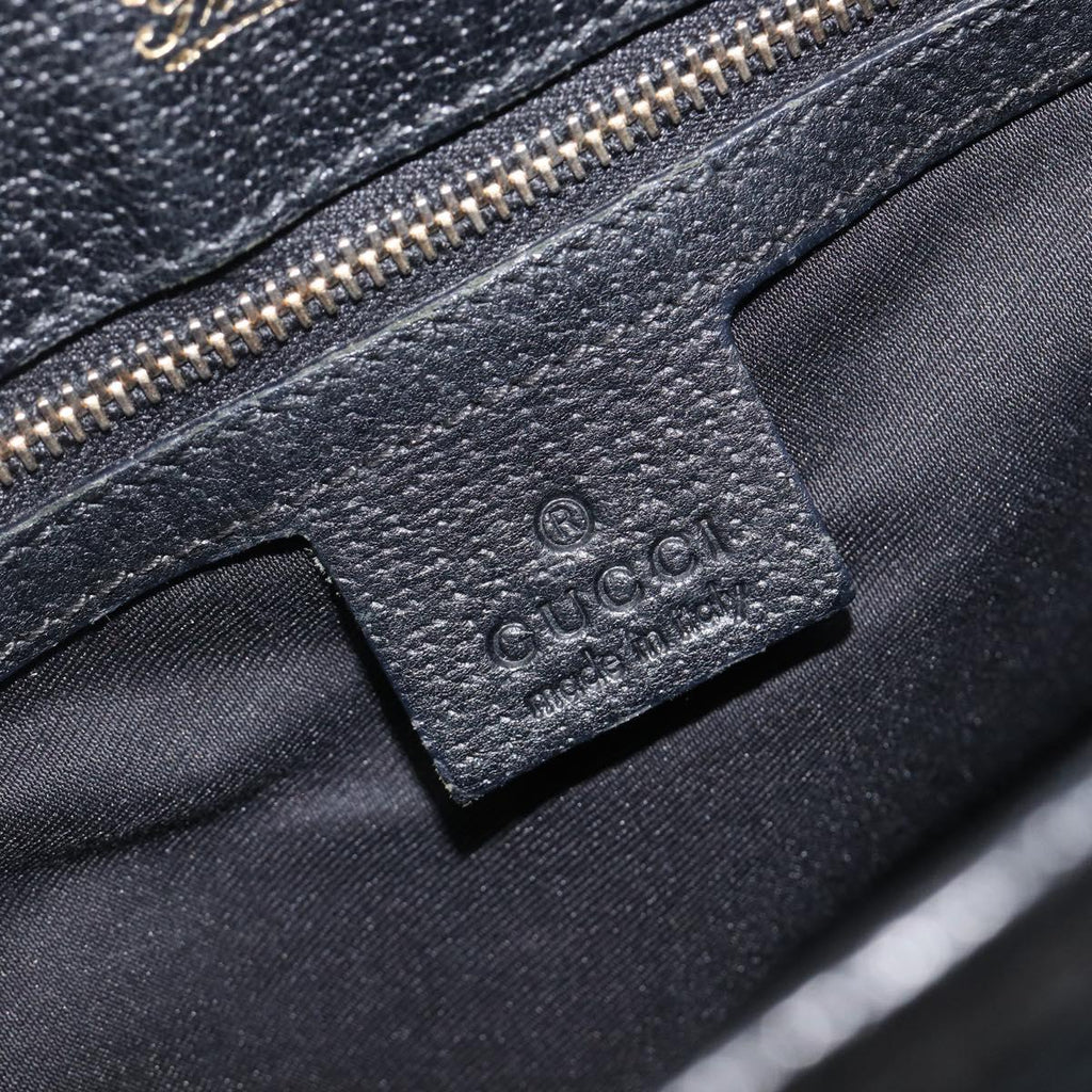 GUCCI GG Canvas Jackie Hand Bag Black Gold 145817 Auth BA15843V