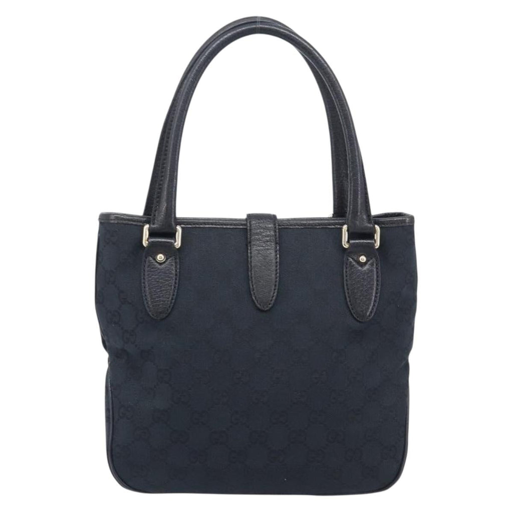 GUCCI GG Canvas Jackie Hand Bag Black Gold 145817 Auth BA15843V