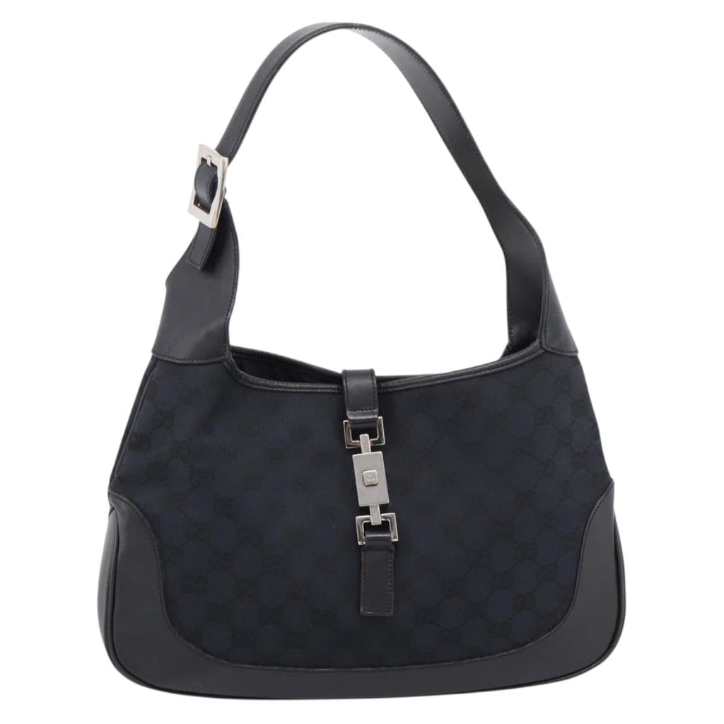 GUCCI GG Canvas Shoulder Bag Black Silver 001 3306 Auth BA15854V