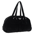 PRADA Hand Bag Velor Black Silver Auth BA15923V