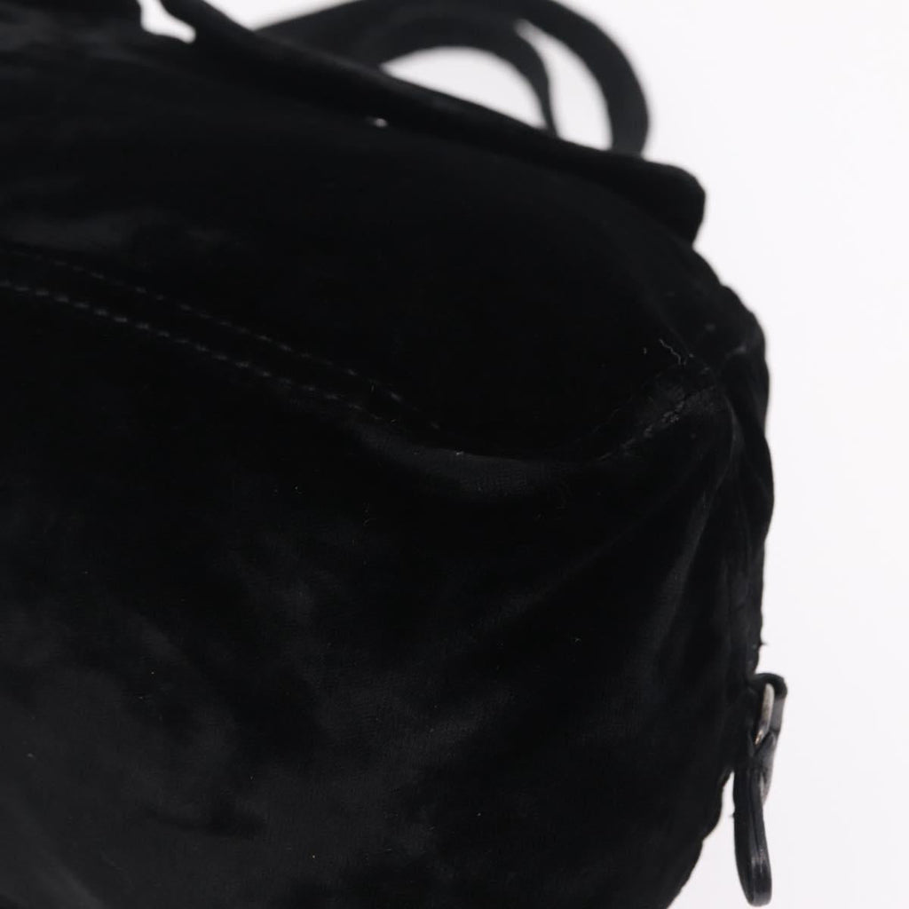 PRADA Hand Bag Velor Black Silver Auth BA15923V