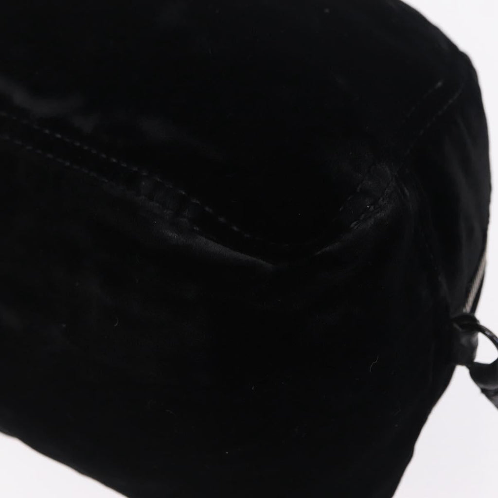 PRADA Hand Bag Velor Black Silver Auth BA15923V