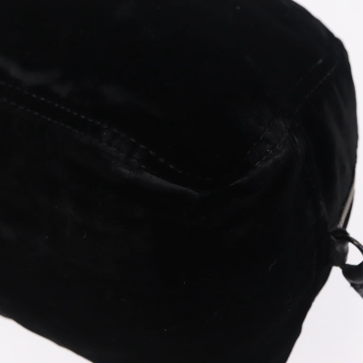 PRADA Hand Bag Velor Black Silver Auth BA15923V