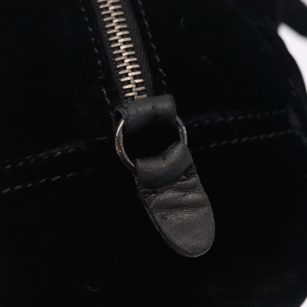 PRADA Hand Bag Velor Black Silver Auth BA15923V