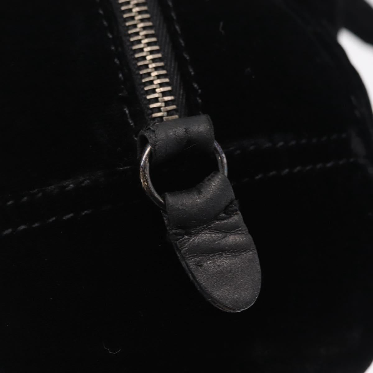 PRADA Hand Bag Velor Black Silver Auth BA15923V