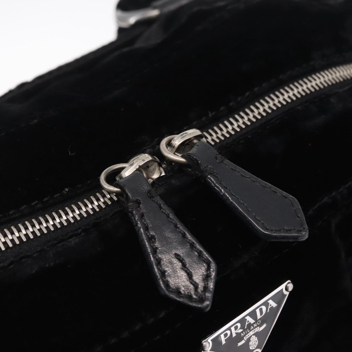 PRADA Hand Bag Velor Black Silver Auth BA15923V