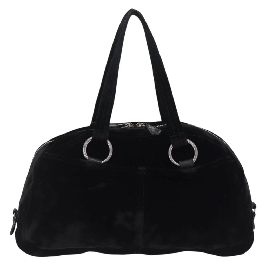 PRADA Hand Bag Velor Black Silver Auth BA15923V