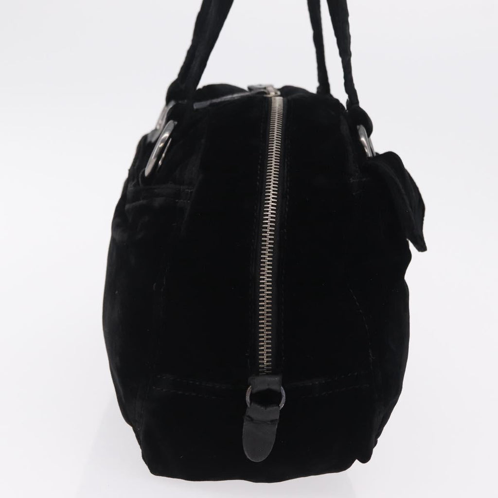 PRADA Hand Bag Velor Black Silver Auth BA15923V