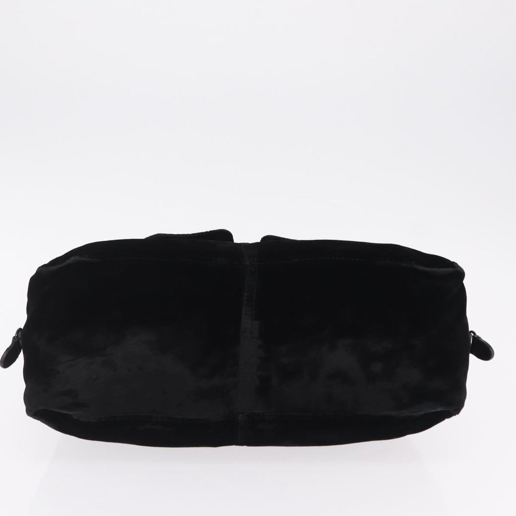 PRADA Hand Bag Velor Black Silver Auth BA15923V