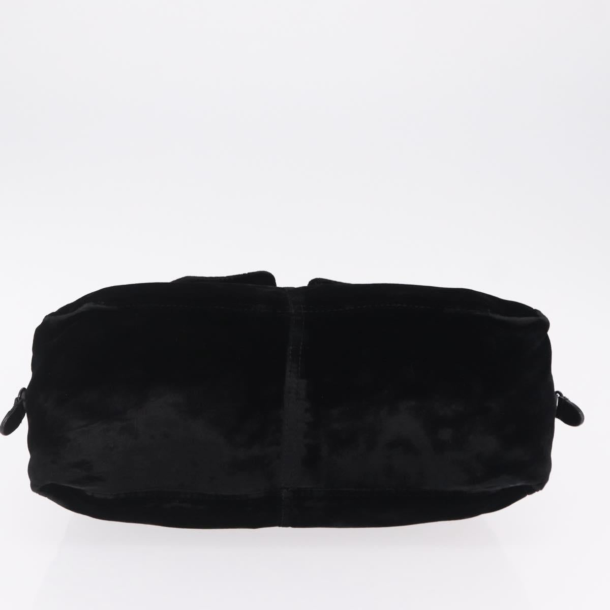 PRADA Hand Bag Velor Black Silver Auth BA15923V