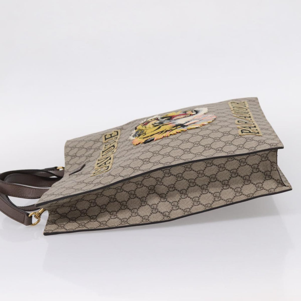 GUCCI GG Supreme Tote Bag PVC 2way Beige Gold 450950 Auth BA15961V