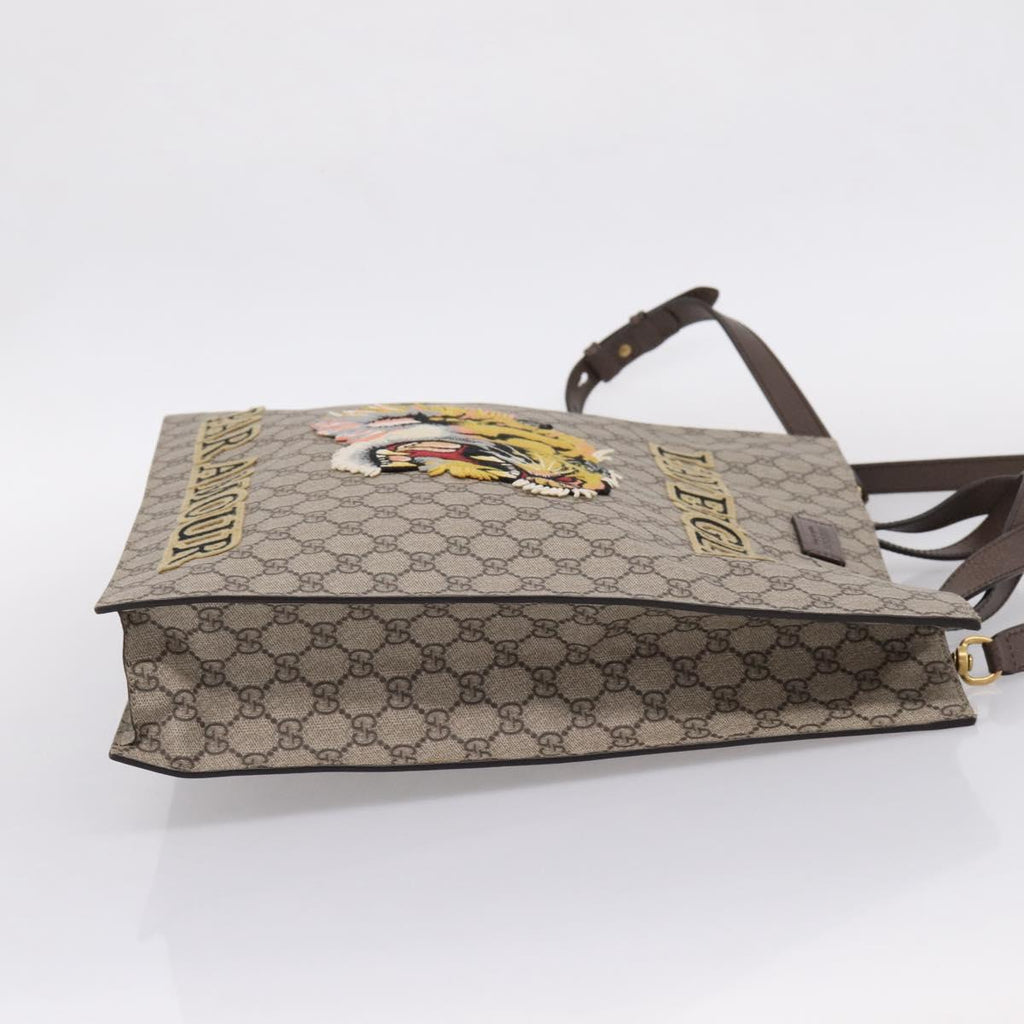 GUCCI GG Supreme Tote Bag PVC 2way Beige Gold 450950 Auth BA15961V