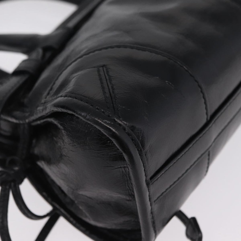 PRADA Hand Bag Leather 2way Black Gold Auth BA15993SAM
