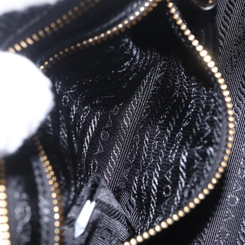 PRADA Hand Bag Leather 2way Black Gold Auth BA15993SAM