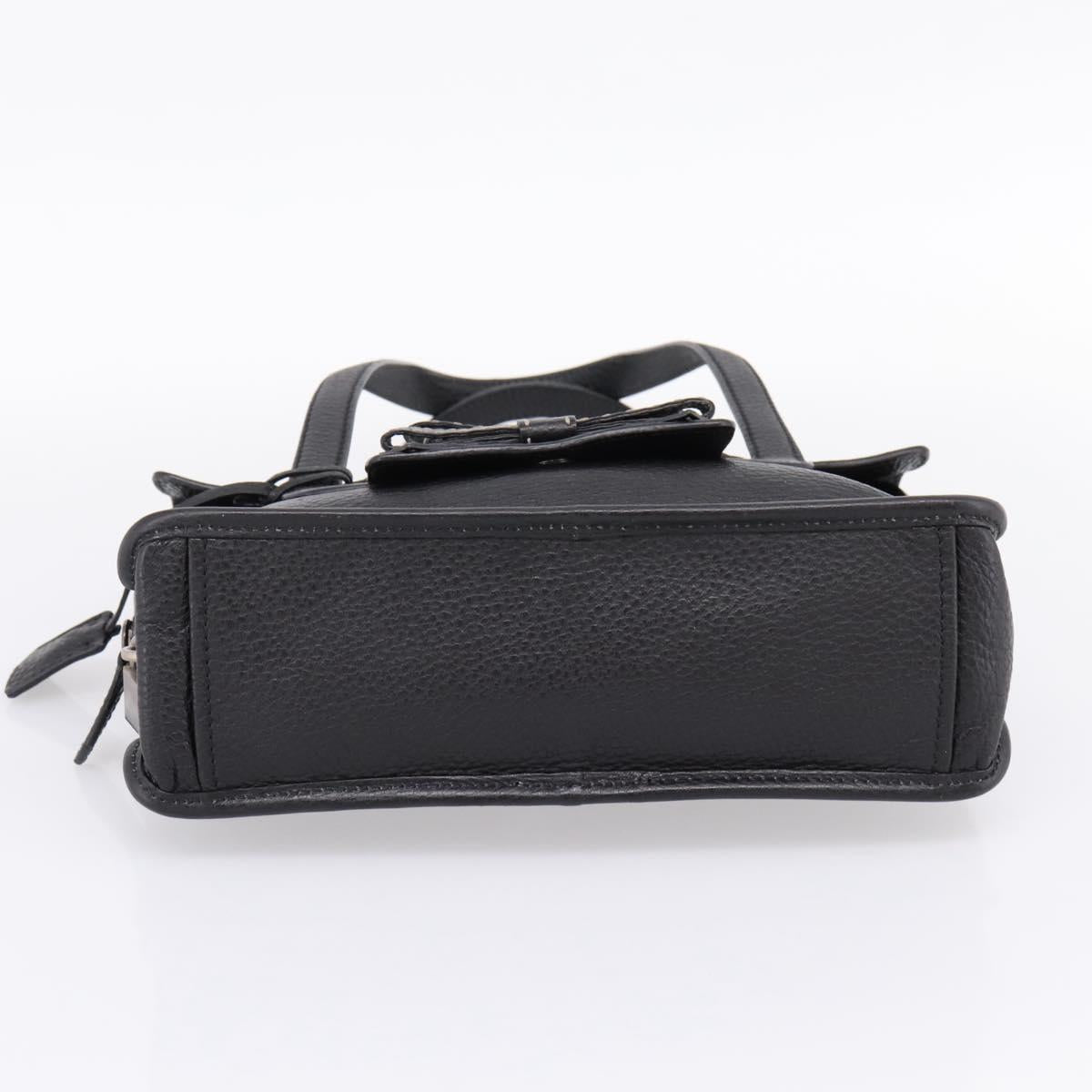 PRADA Tote Bag Leather Black Silver Auth BA16052A
