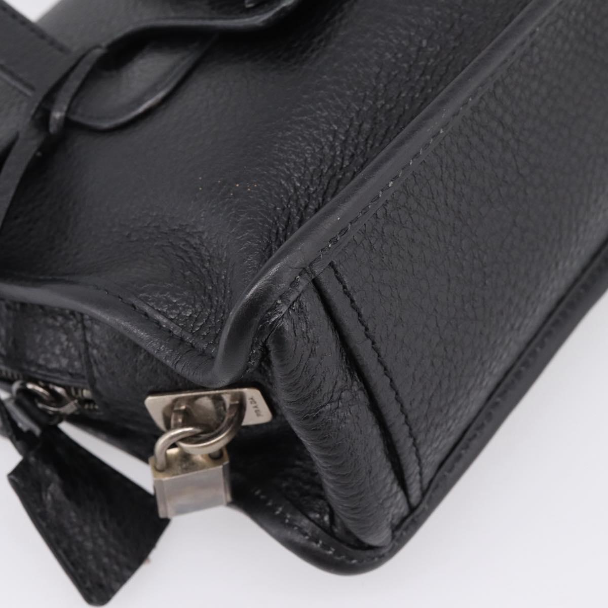 PRADA Tote Bag Leather Black Silver Auth BA16052A