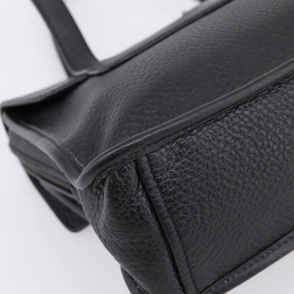 PRADA Tote Bag Leather Black Silver Auth BA16052A