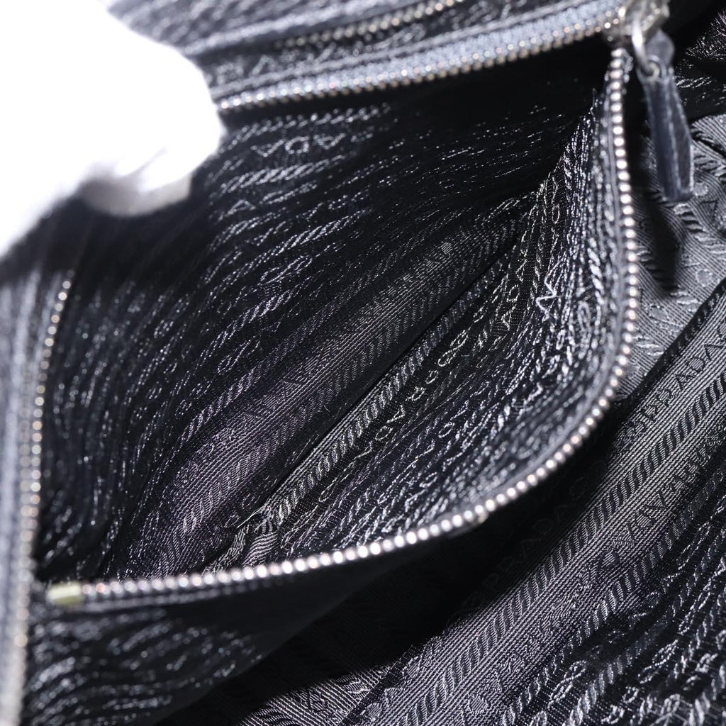 PRADA Tote Bag Leather Black Silver Auth BA16052A