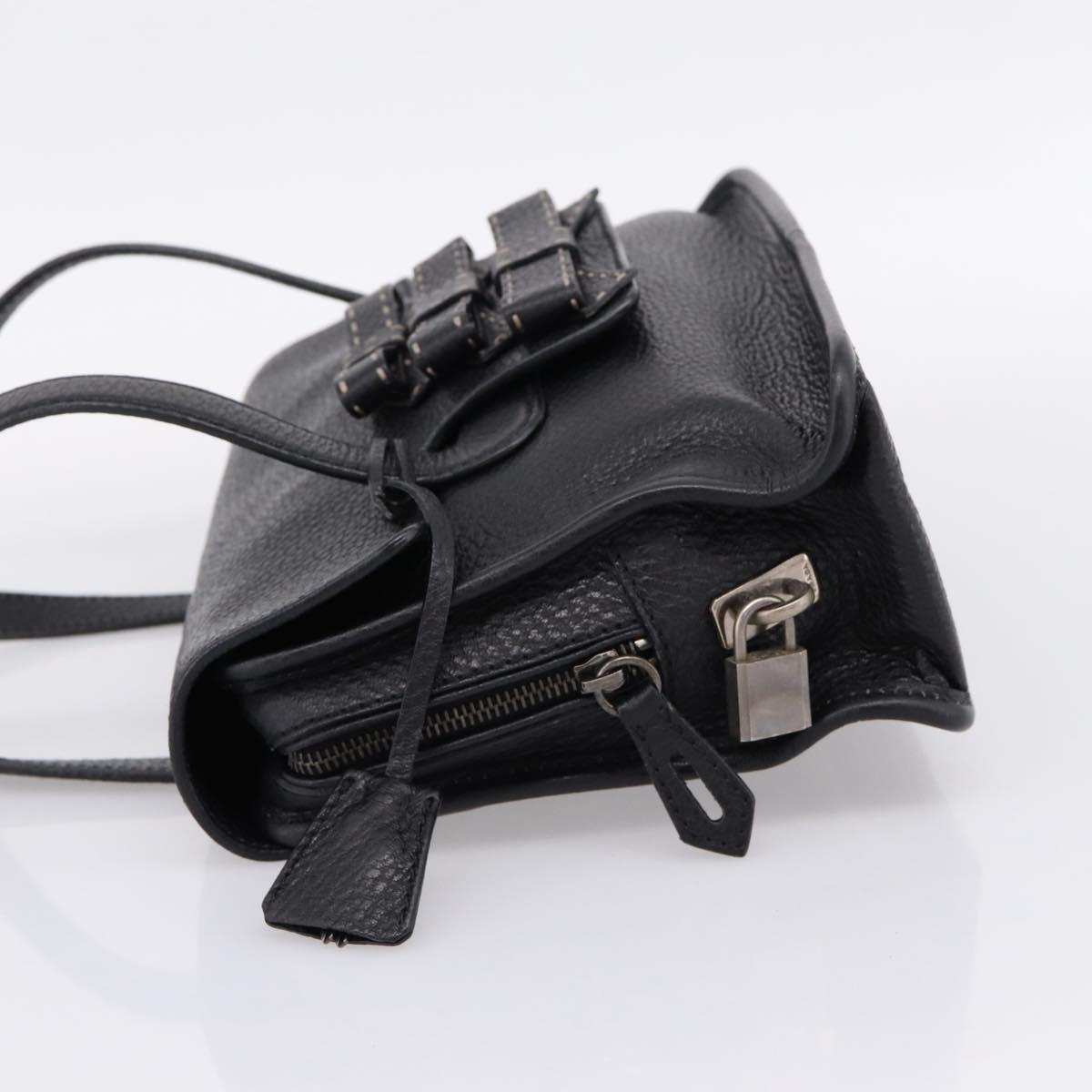 PRADA Tote Bag Leather Black Silver Auth BA16052A