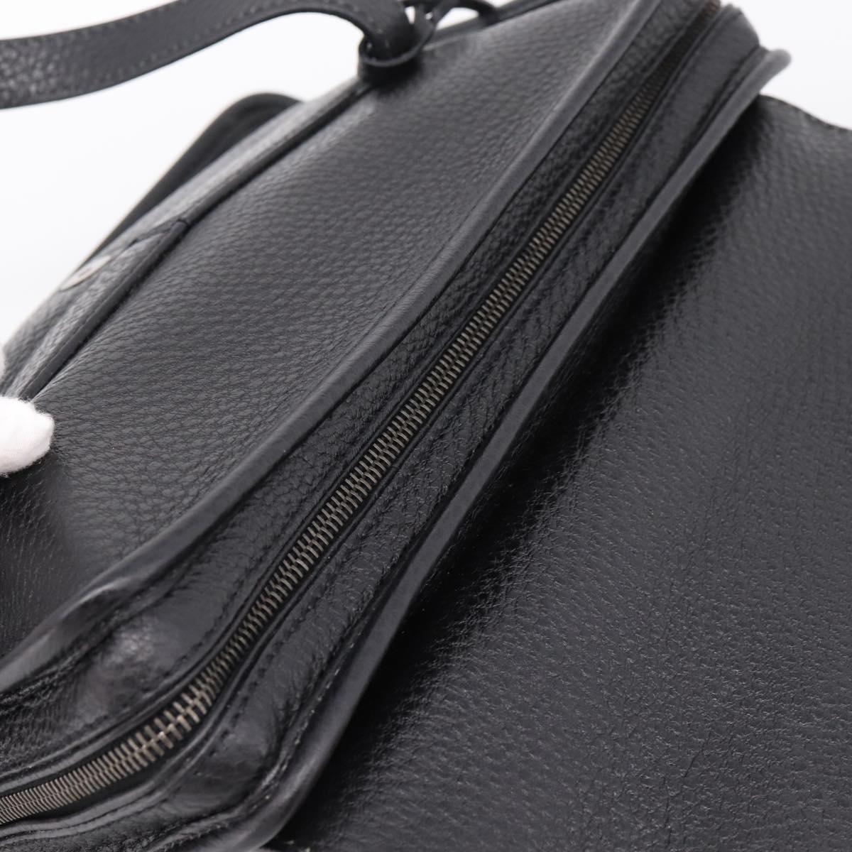 PRADA Tote Bag Leather Black Silver Auth BA16052A