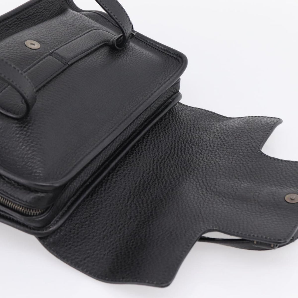 PRADA Tote Bag Leather Black Silver Auth BA16052A