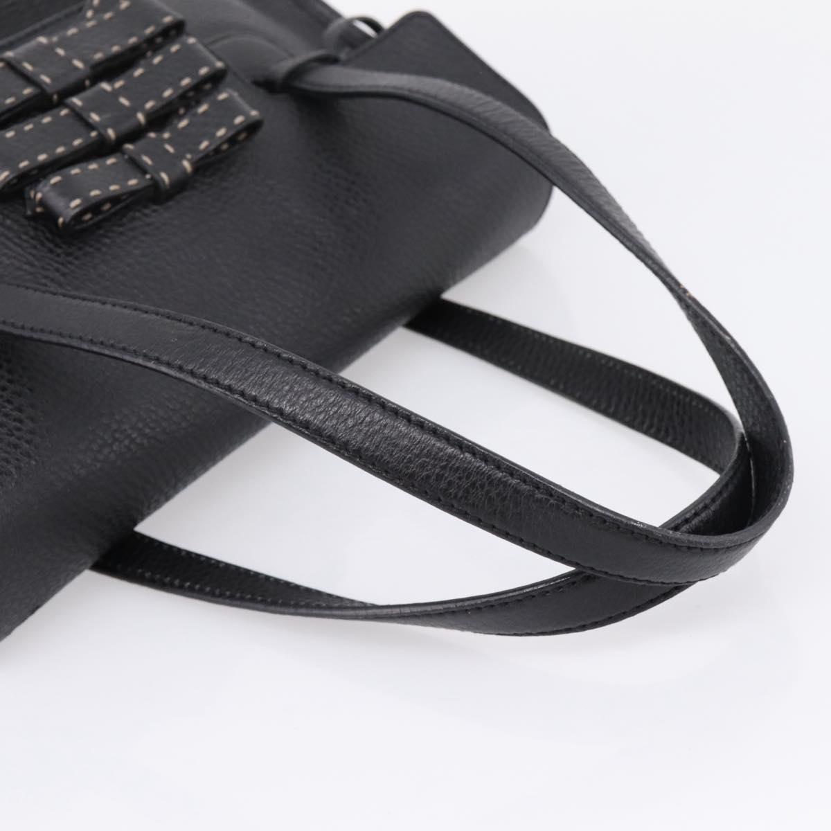 PRADA Tote Bag Leather Black Silver Auth BA16052A