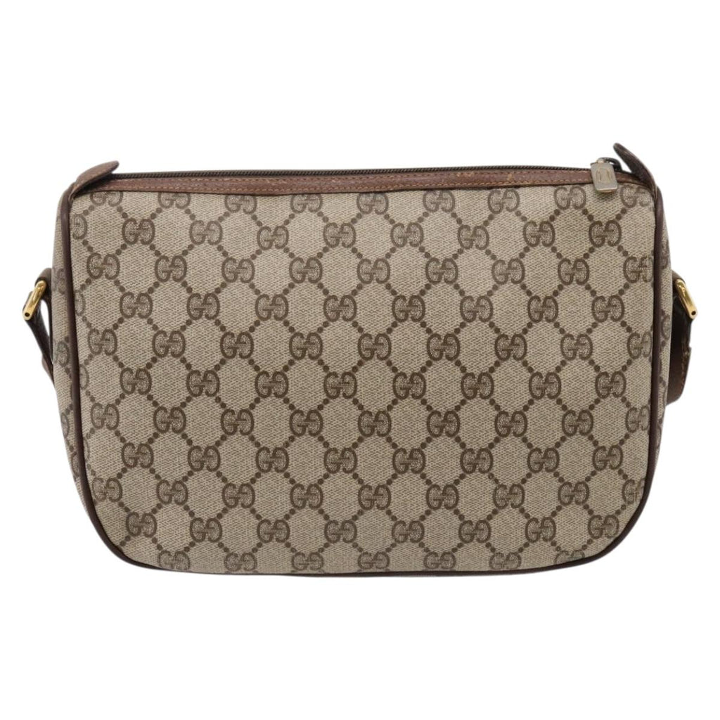 GUCCI GG Supreme Web Sherry Line Shoulder Bag PVC Beige Gold Auth BA16354
