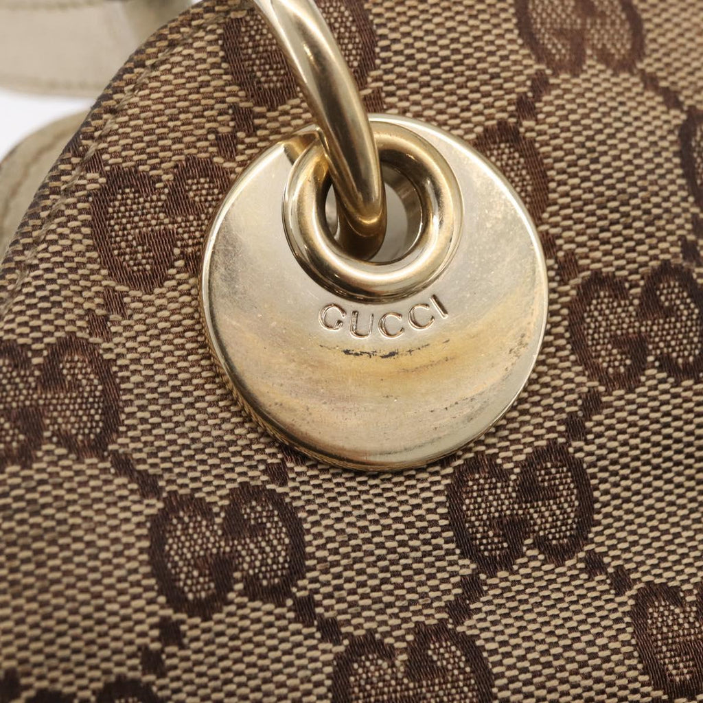 GUCCI GG Canvas Tote Bag Beige Gold 121023 Auth BA16377