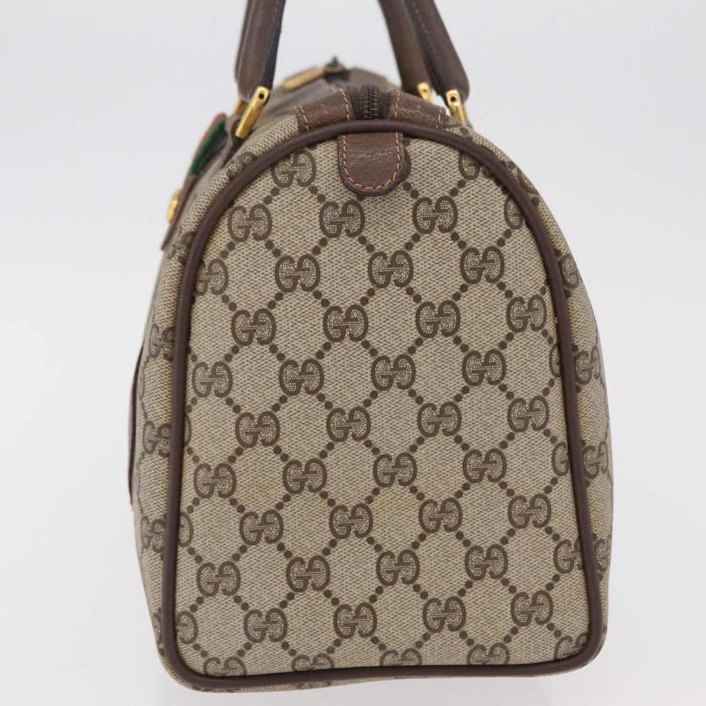 GUCCI GG Supreme Web Sherry Line Hand Bag PVC Beige Gold 40 02 007 Auth BA16404
