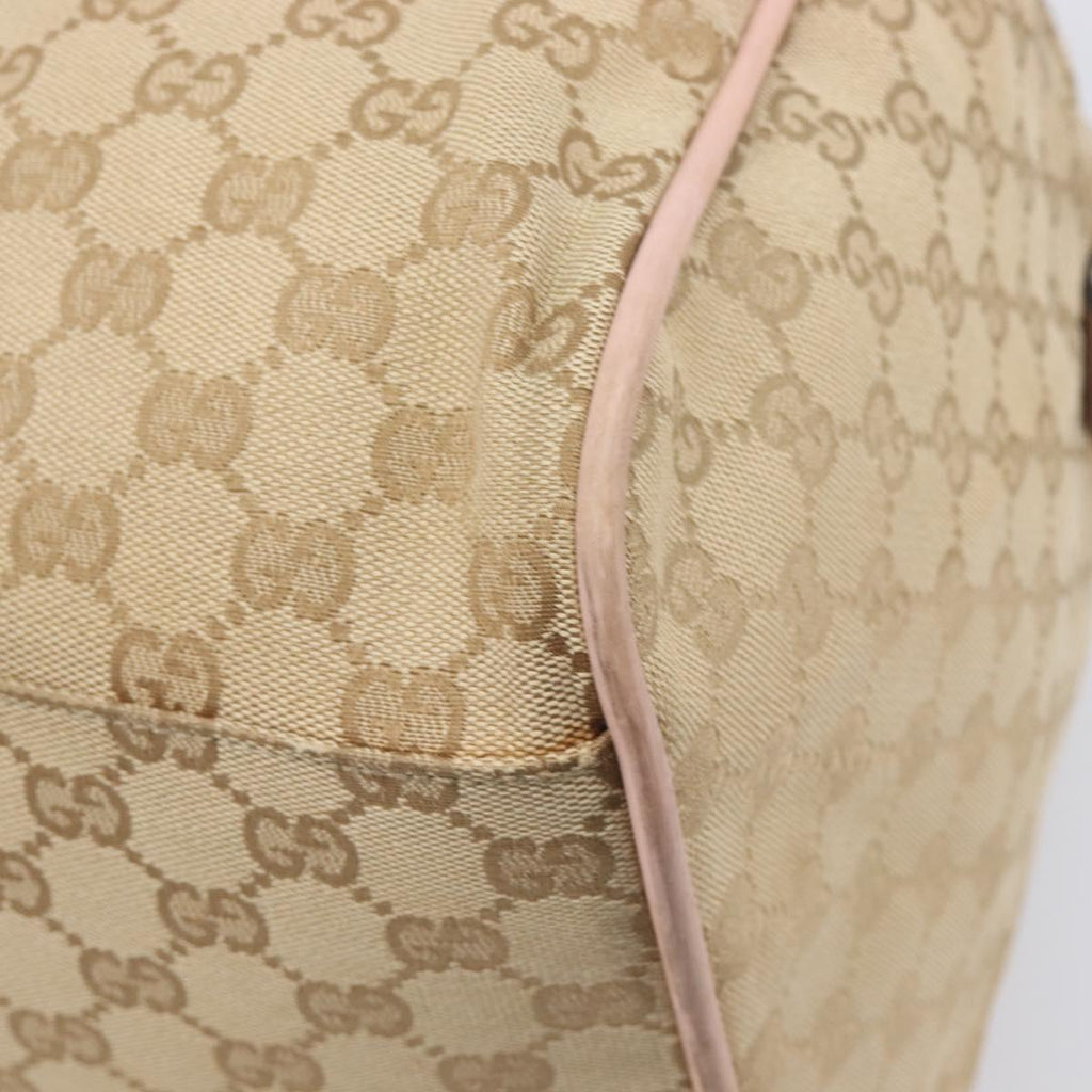 GUCCI GG Canvas Sherry Line Boston Bag Beige Gold 153240 Auth BA16444