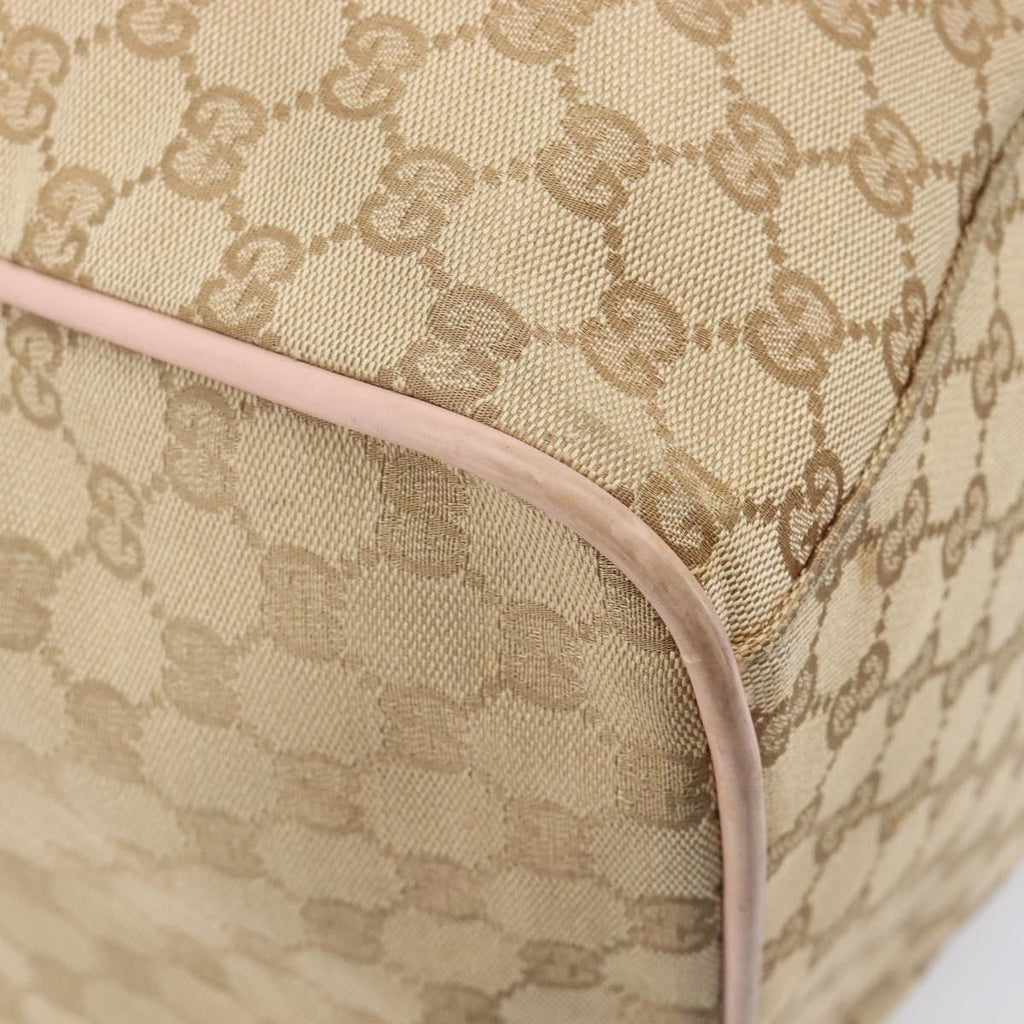 GUCCI GG Canvas Sherry Line Boston Bag Beige Gold 153240 Auth BA16444