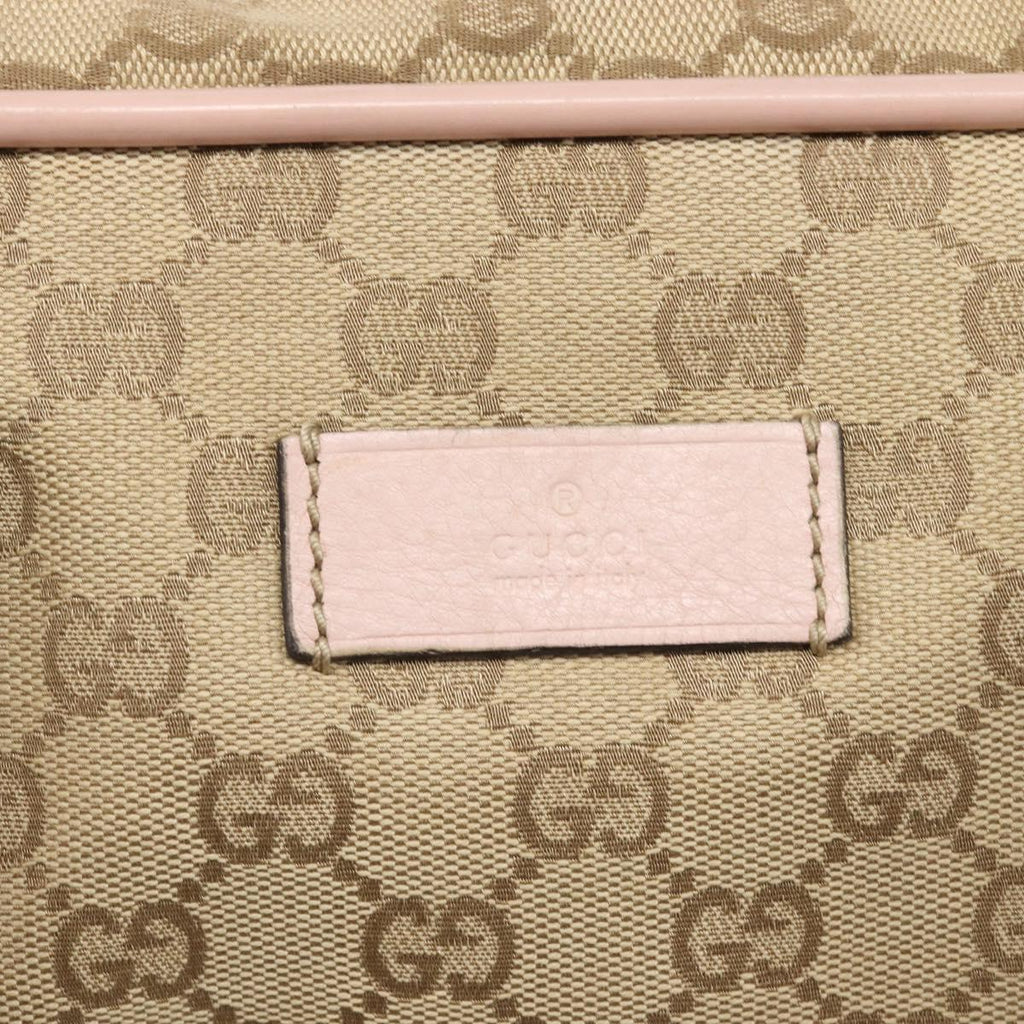 GUCCI GG Canvas Sherry Line Boston Bag Beige Gold 153240 Auth BA16444