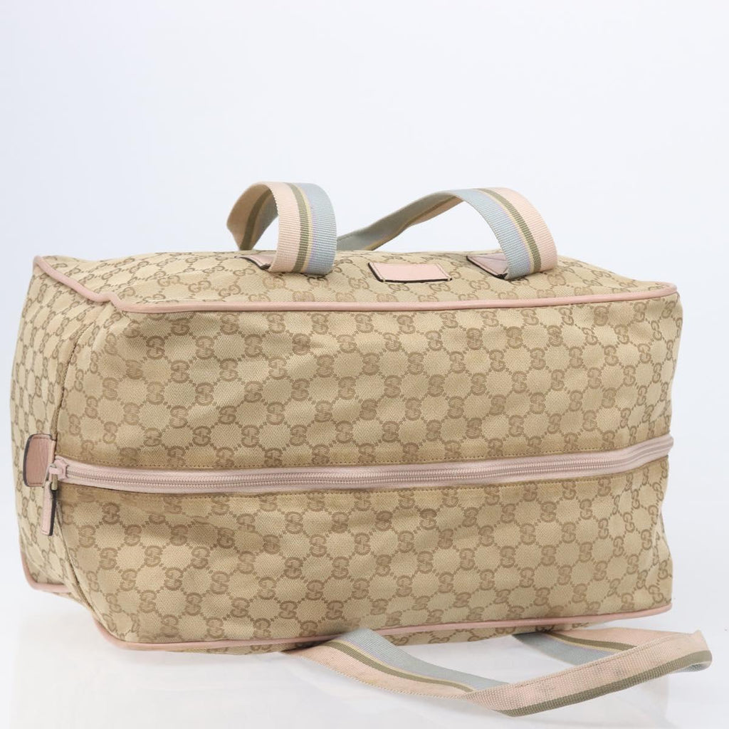 GUCCI GG Canvas Sherry Line Boston Bag Beige Gold 153240 Auth BA16444