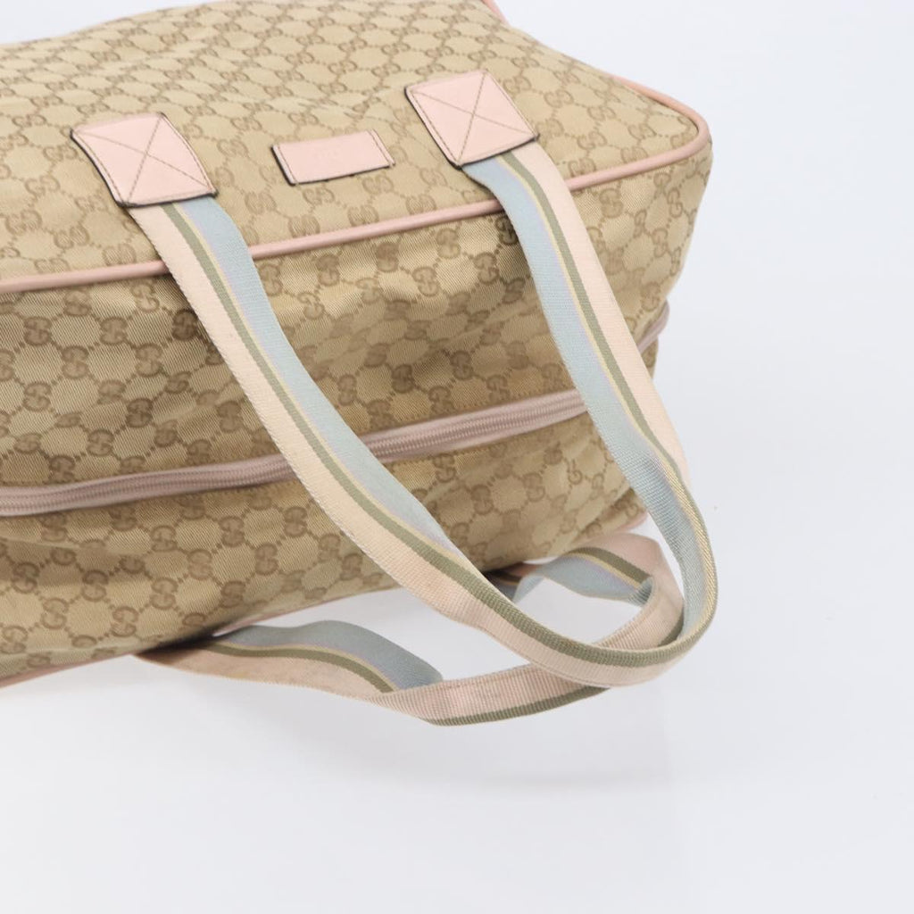 GUCCI GG Canvas Sherry Line Boston Bag Beige Gold 153240 Auth BA16444