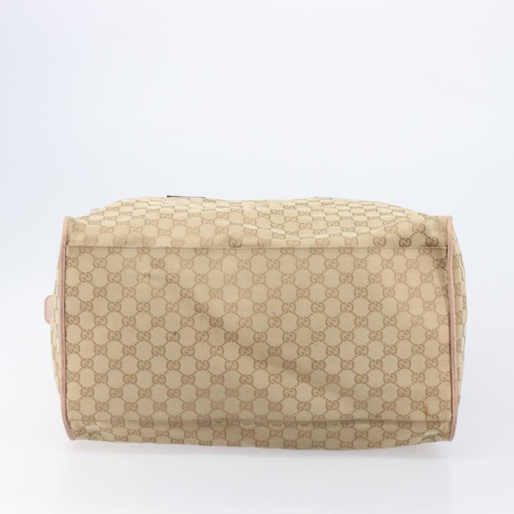 GUCCI GG Canvas Sherry Line Boston Bag Beige Gold 153240 Auth BA16444
