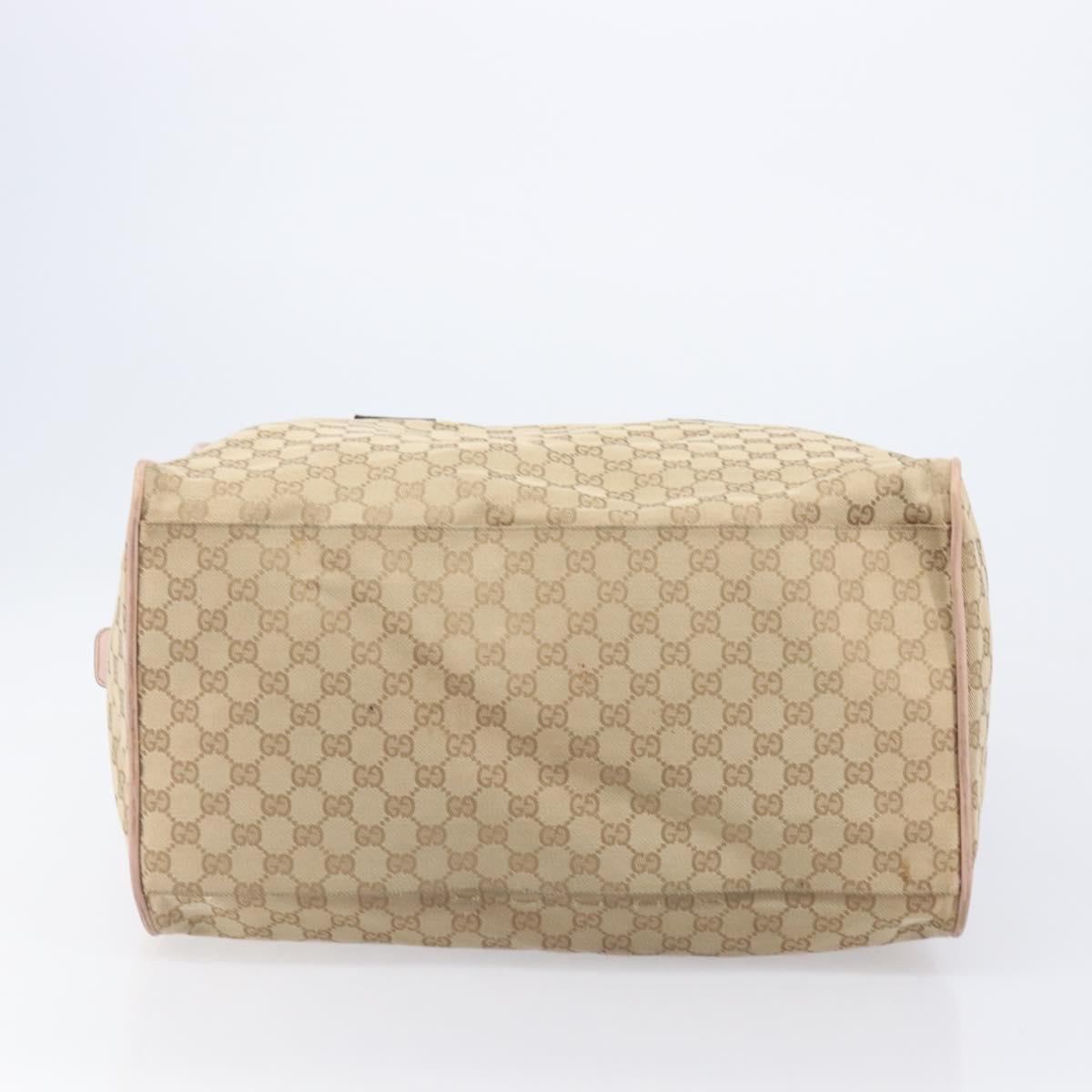 GUCCI GG Canvas Sherry Line Boston Bag Beige Gold 153240 Auth BA16444