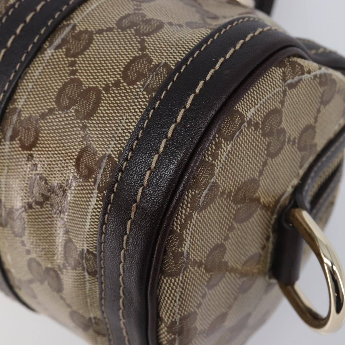 GUCCI GG Crystal Hand Bag Coated Canvas Beige Gold Tone 181485 Auth BA16517