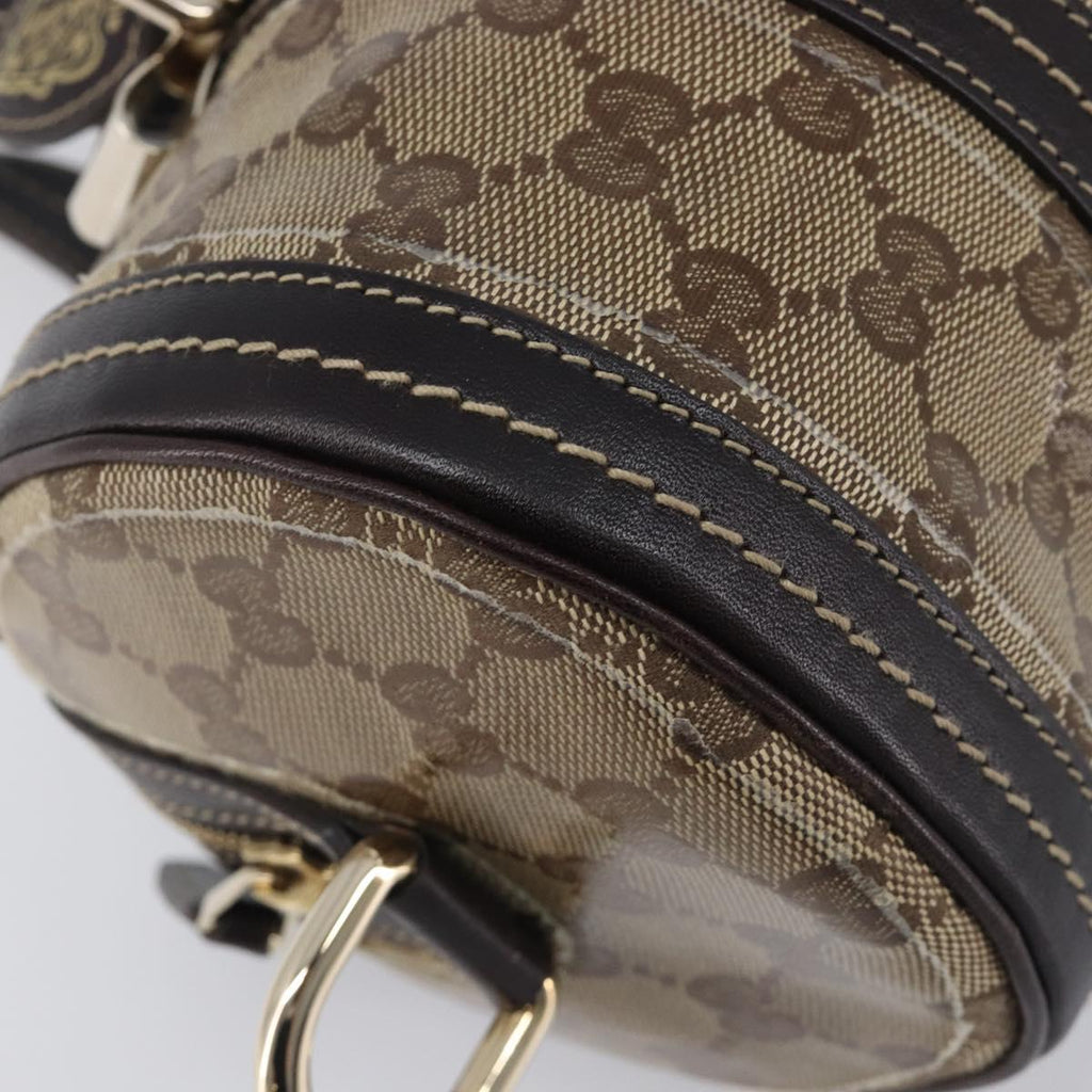 GUCCI GG Crystal Hand Bag Coated Canvas Beige Gold Tone 181485 Auth BA16517