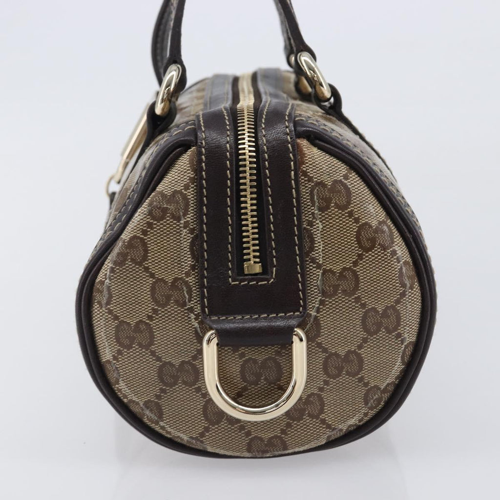 GUCCI GG Crystal Hand Bag Coated Canvas Beige Gold Tone 181485 Auth BA16517