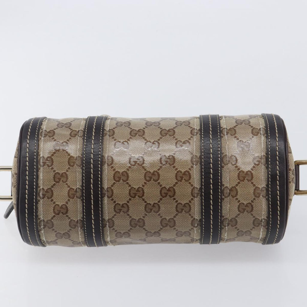 GUCCI GG Crystal Hand Bag Coated Canvas Beige Gold Tone 181485 Auth BA16517