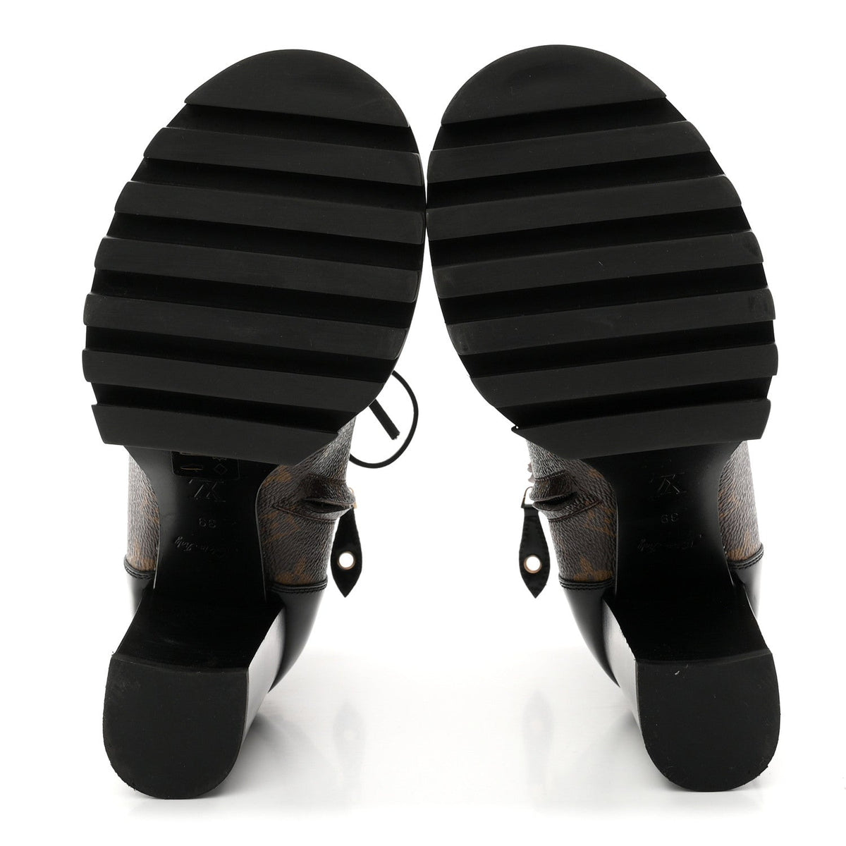 Patent Calfskin Monogram Star Trail Ankle Boots 39 Black