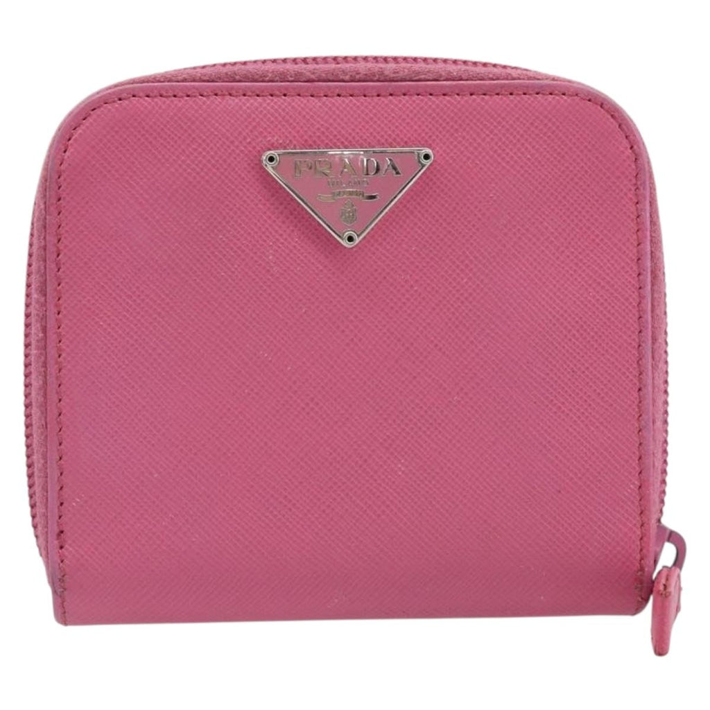 PRADA Bifold Wallet Safiano Leather Pink Silver Auth bs36862
